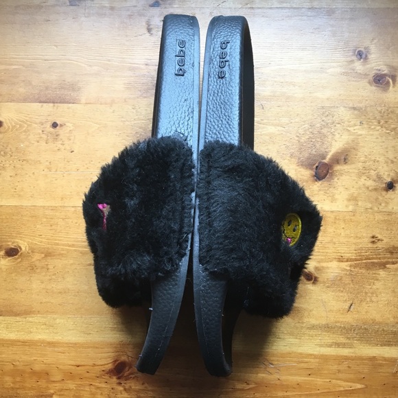 NWOT Bebe Girls size XL/4-5 black emoji slipper - Picture 6 of 8